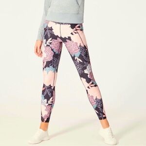 Jessica Simpson Pink and Navy Floral High-Rise Leggings